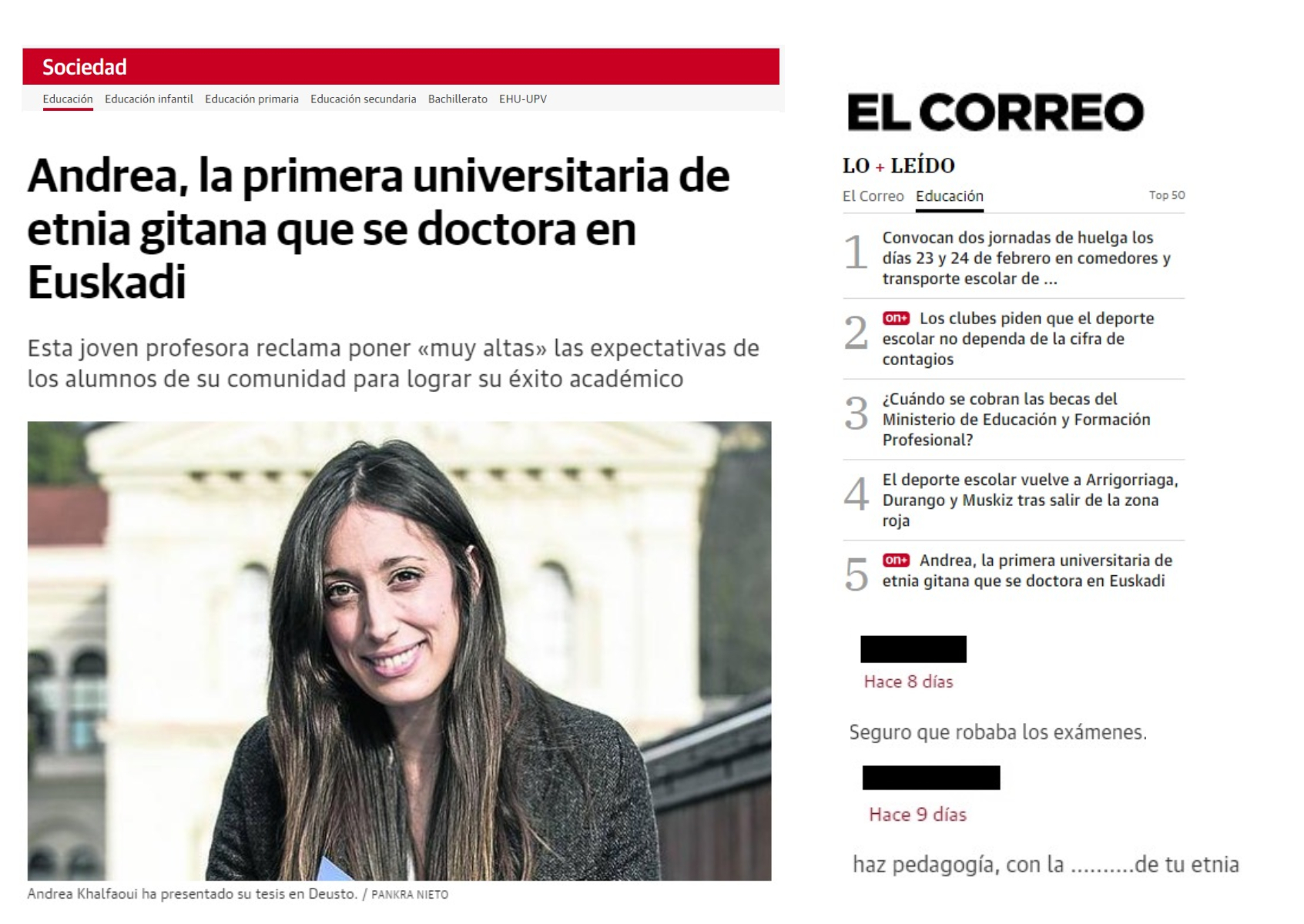 Andrea-Khalfaoui-gitana-universidad-deusto-amuge-mujeres-feministas-bilbao-correo-doctorado-racismo