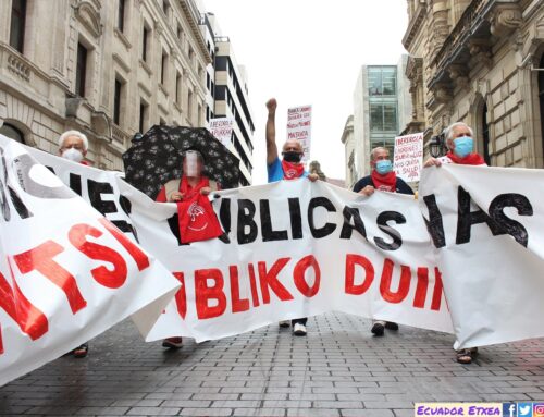 Pensionistas marchan contra los abusos de Iberdrola, Osakidetza y el Banco de España